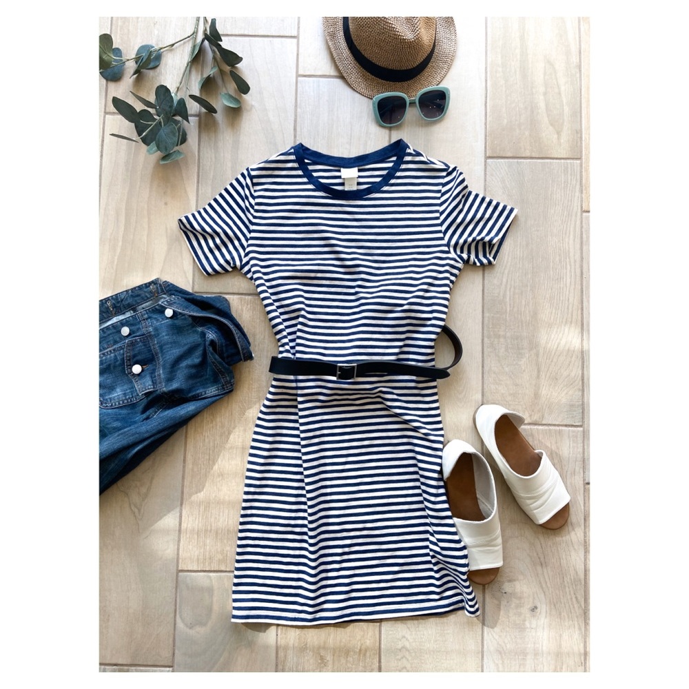 🦩H&M Basics Stripe T-shirt Dress Fitted